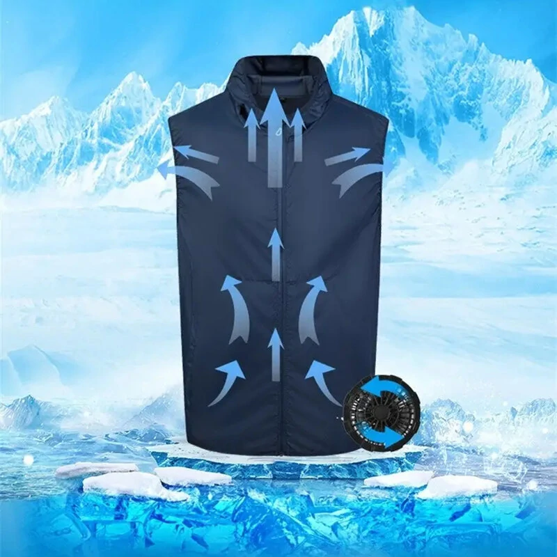 TENGOO Air Conditioning Hooded Vest Three Wind Speeds Heatproof Cooling Clothing USB Charging Sun Protection Continuous Cooling Jacket with Two Fans for Summer High Temperature Outdoor Work (image for) TENGOO Air Conditioning Hooded Vest Three Wind Speeds Heatproof Cooling Clothing USB Charging Sun Protection Continuous Cooling Jacket with Two Fans for Summer High Temperature Outdoor Work